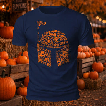 Mandalorian Pumpkin Mosaic Printed Short Sleeve T-Shirt