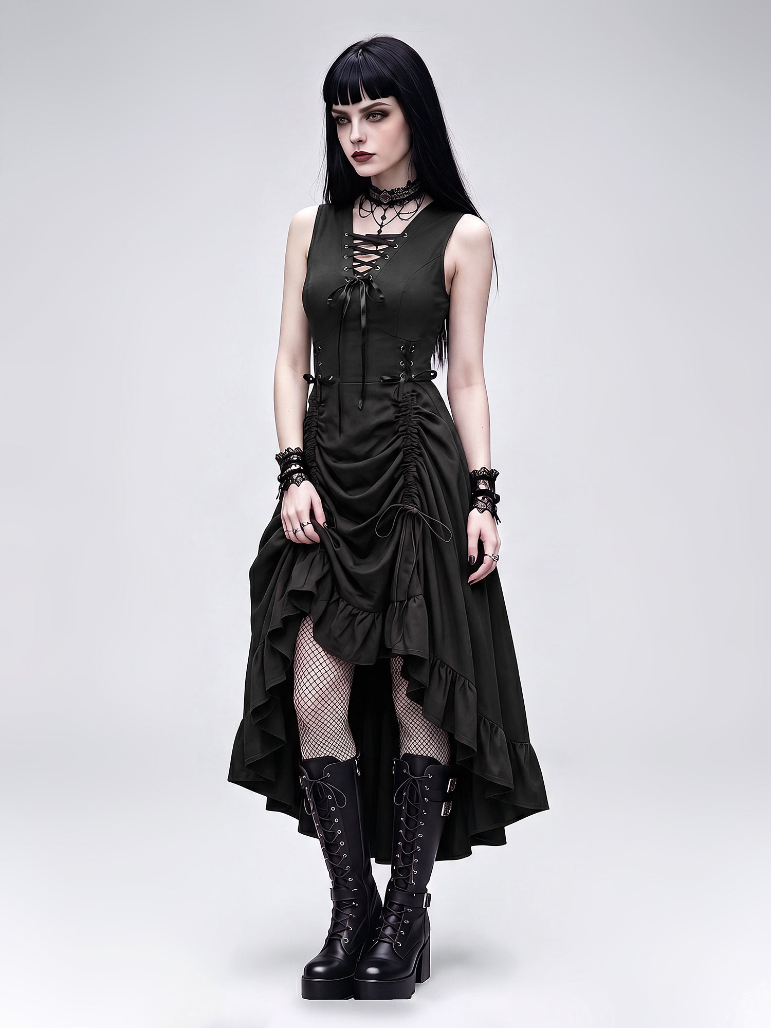 Vintage Layered High-Waisted Dress