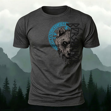 Premium Cotton Viking Bear Totem Printed T-Shirt