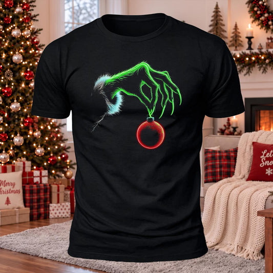 DTG Grinch Hand Printed Casual Short Sleeve T-Shirt