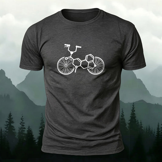 Premium Cotton Molecular Bicycle Print Casual T‑Shirt
