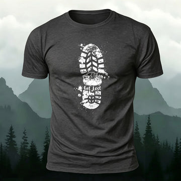 Premium Cotton Get Lost Shoe Print Casual T‑Shirt
