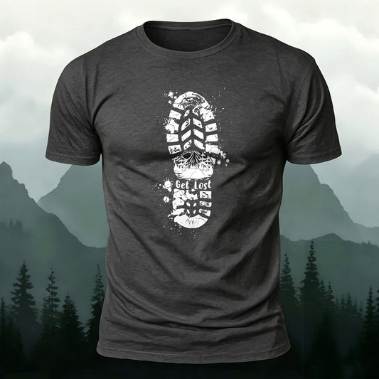 Premium Cotton Get Lost Shoe Print Casual T‑Shirt