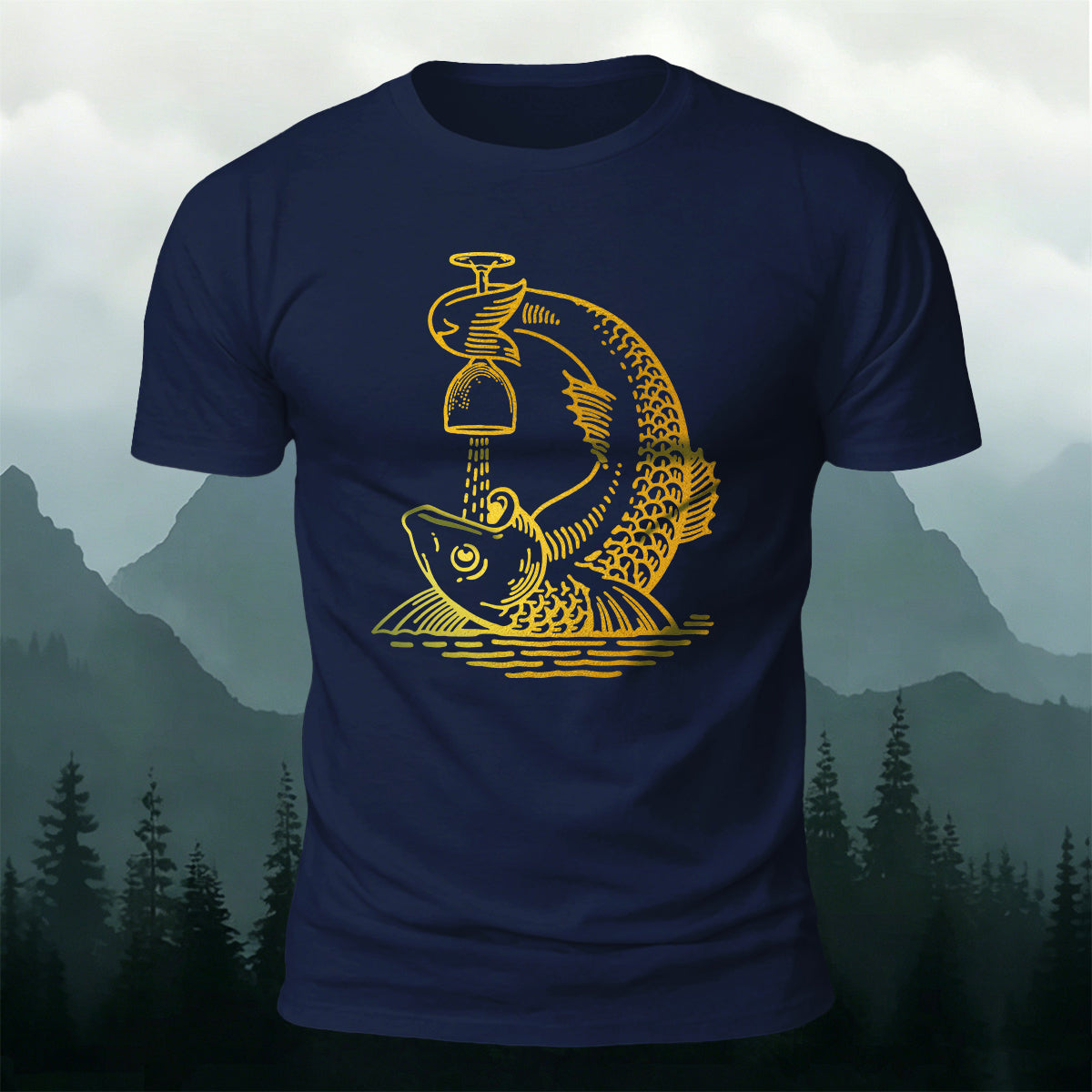 Fish Drunk Printed Casual Cotton Versatile T-Shirt