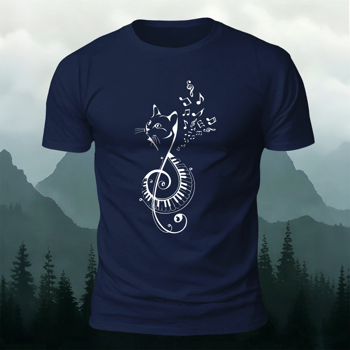 Cotton Cute Cat Music Note Versatile T-Shirt