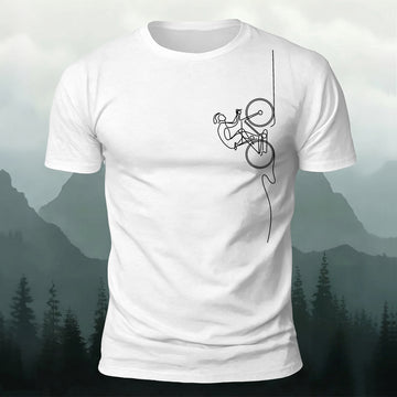 Cyclist Line Art Printed Short Sleeve T-Shirt