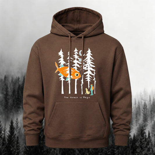 Cotton-Blend Forest Friends Print Versatile Hoodie