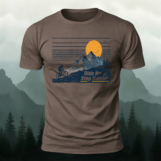 Combed Cotton Ride Hard, Stay Humble Printed Casual Tee