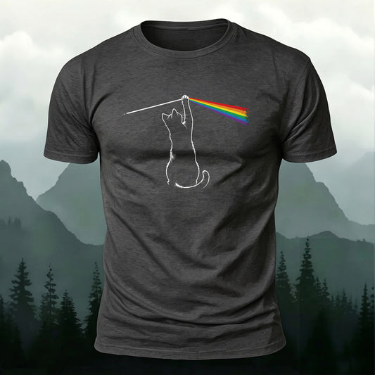 Premium Cotton Cat Refraction Printed T-Shirt