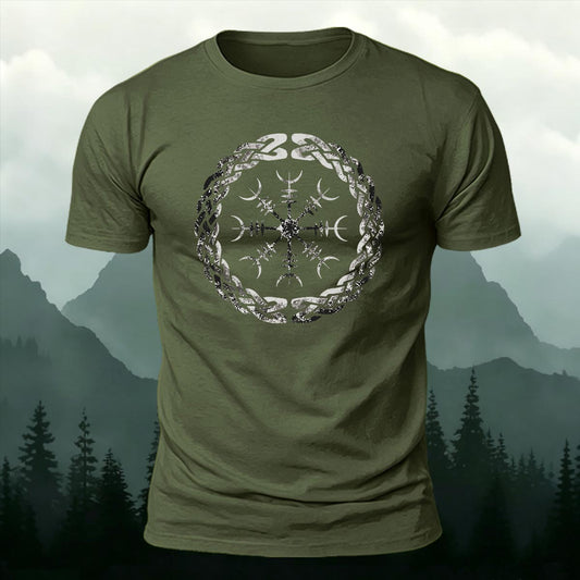 Viking Vegvisir Totem Printed Short Sleeve T-Shirt