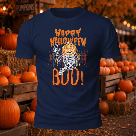 Happy Halloween BOO Printed Short Sleeve T-Shirt
