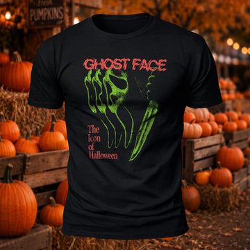 Ghost Face The Icon of Halloween Horror Movie Printed Short Sleeve T-Shirt