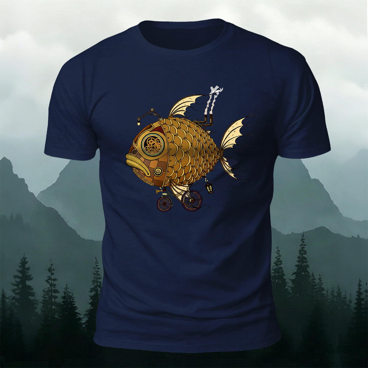 Clownfish Submarine Print Casual Cotton T-Shirt