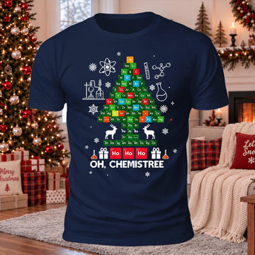 Ho Ho Ho Oh Chemistree Printed Casual Short Sleeve T-Shirt
