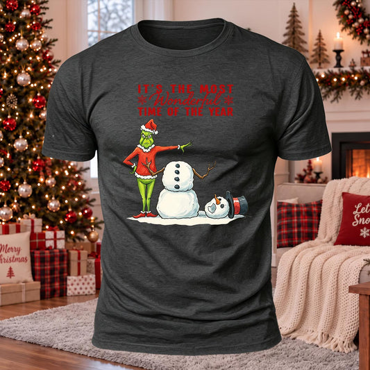 Most Wonderful Time Of The Year Printed Casual Short Sleeve T-Shirt