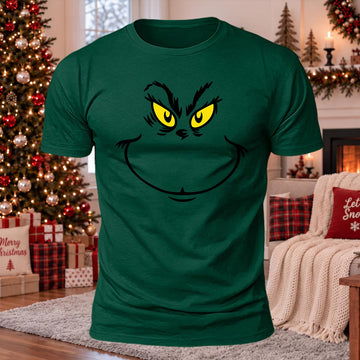 Grinch Face Printed Casual Short Sleeve T-Shirt
