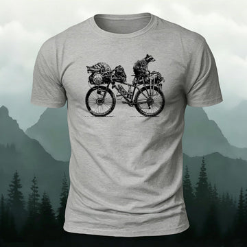 Soft Cotton Bikepacking Raccoons Touring Bicycle Casual T‑Shirt