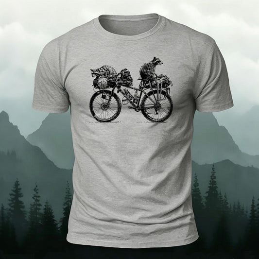 Soft Cotton Bikepacking Raccoons Touring Bicycle Casual T‑Shirt