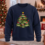 Fishmas Tree Printed Round Neck Sweatshirt