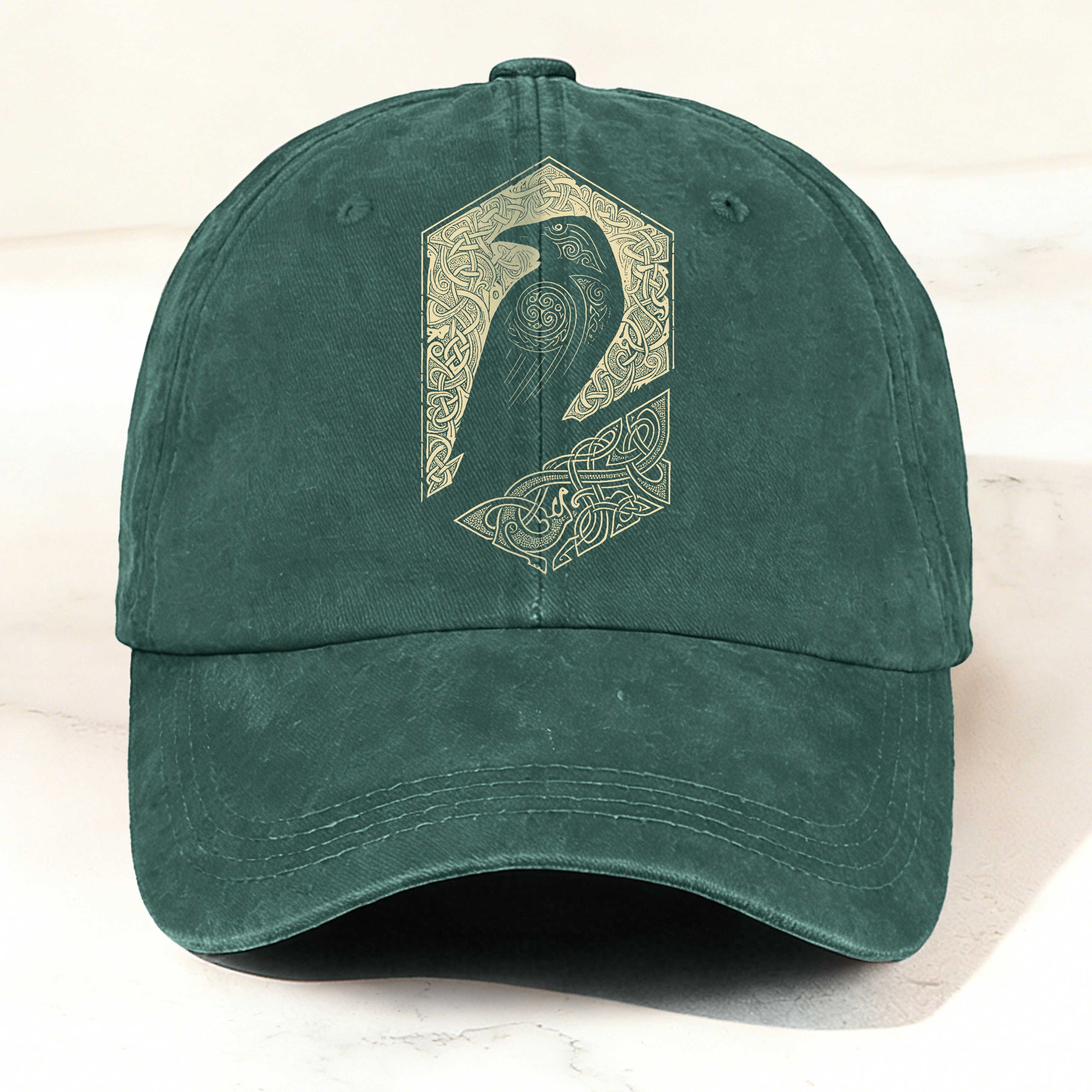 Bird Totem Print Washed Baseball Cap