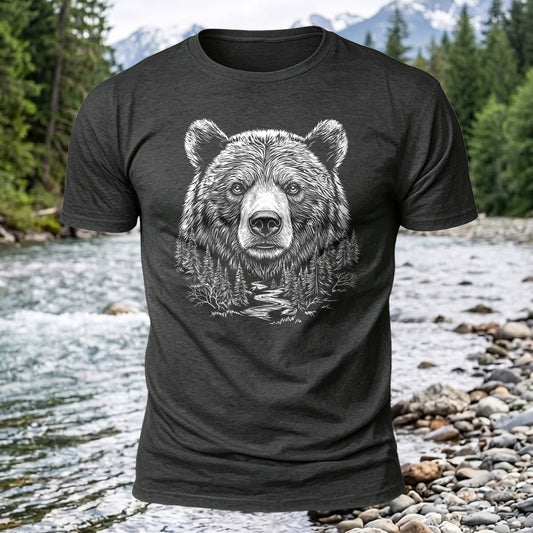 DTG Bear Forest Printed Short Sleeve T-Shirt