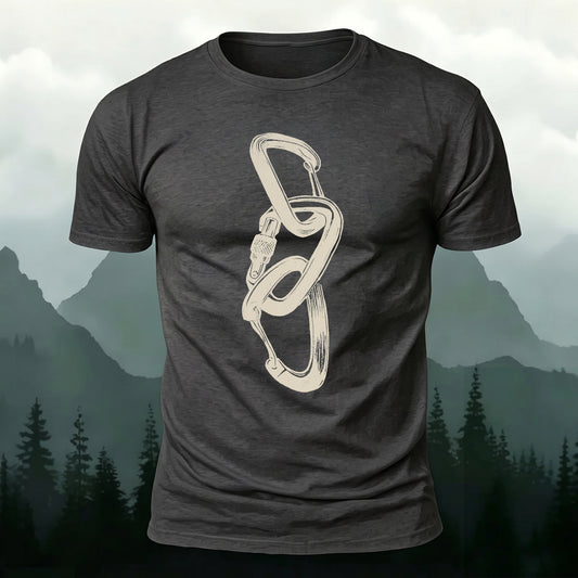 Soft Cotton Climbing Carabiner Print Casual T-Shirt