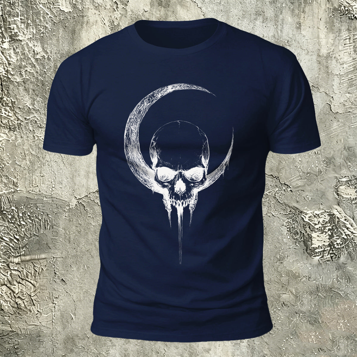 Moon Skull Print Casual 100% Cotton T-Shirt