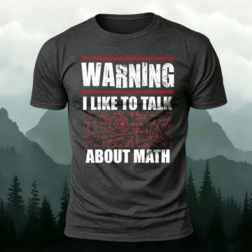 Combed Cotton Talk About Math-Print Casual T-Shirt