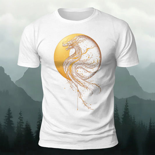 DTG Dragon With The Moon Printed Short Sleeve T-Shirt