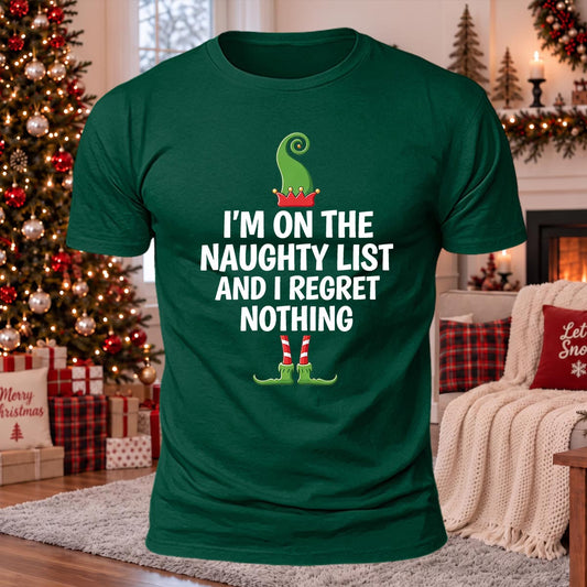 On The Naughty List Printed Casual Short Sleeve T-Shirt