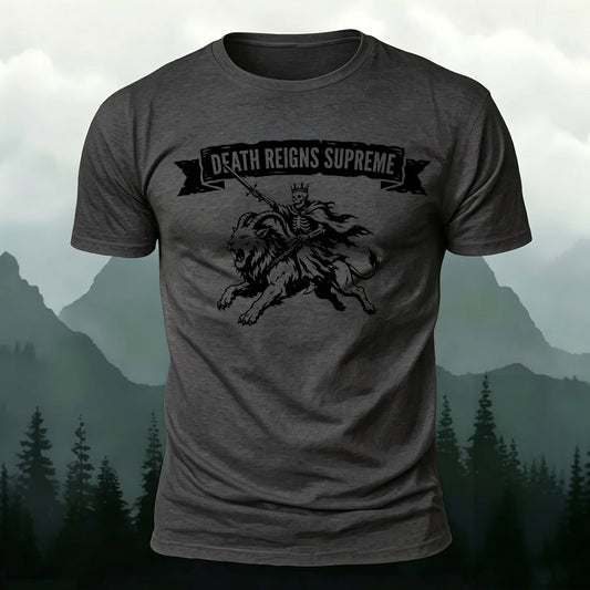 100% Cotton Skeleton Warrior Print Casual T-Shirt