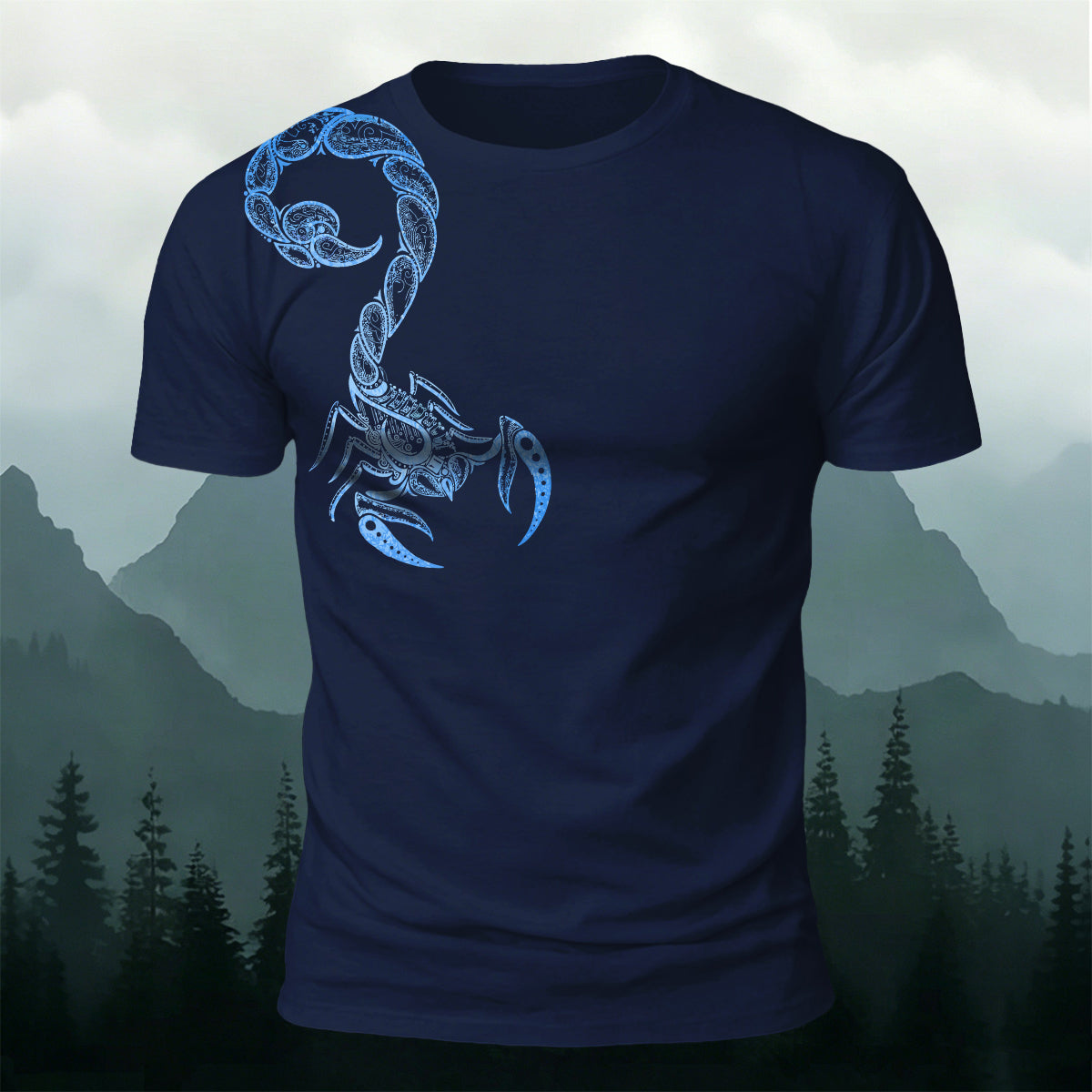 Scorpion Viking Mythology Print Casual Cotton T-Shirt