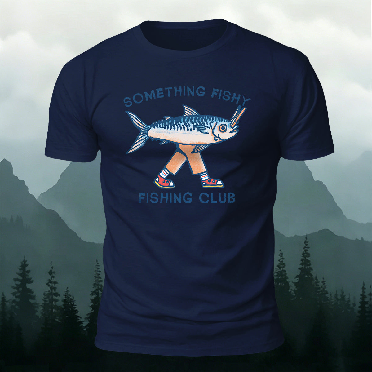 Fishing Club Printed Casual Versatile Cotton T-Shirt