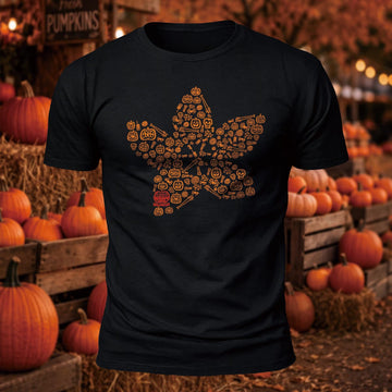 Halloween Autumn Leaf Darts Printed Short Sleeve T-Shirt
