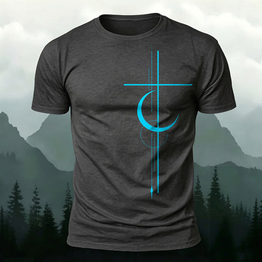 Premium Cotton Line Art Print Casual T‑Shirt