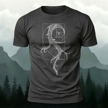 Premium Cotton Golden Ratio Print Casual T‑Shirt