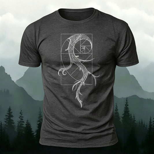 Premium Cotton Golden Ratio Print Casual T‑Shirt