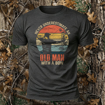 Old Man With A Bow Printed Short Sleeve T-Shirt