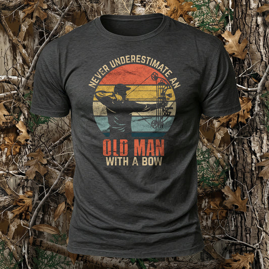 Old Man With A Bow Printed Short Sleeve T-Shirt