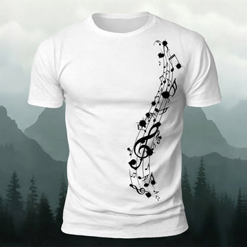 Musical Staff Wave Printed Short Sleeve T-Shirt