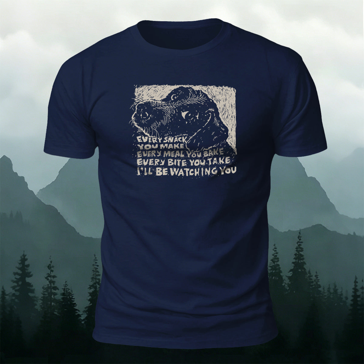 100% Cotton Dog Print Casual Round-Neck T-Shirt