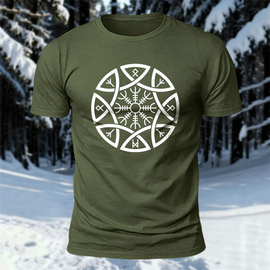 Viking Helm Of Awe Printed Short Sleeve T-Shirt