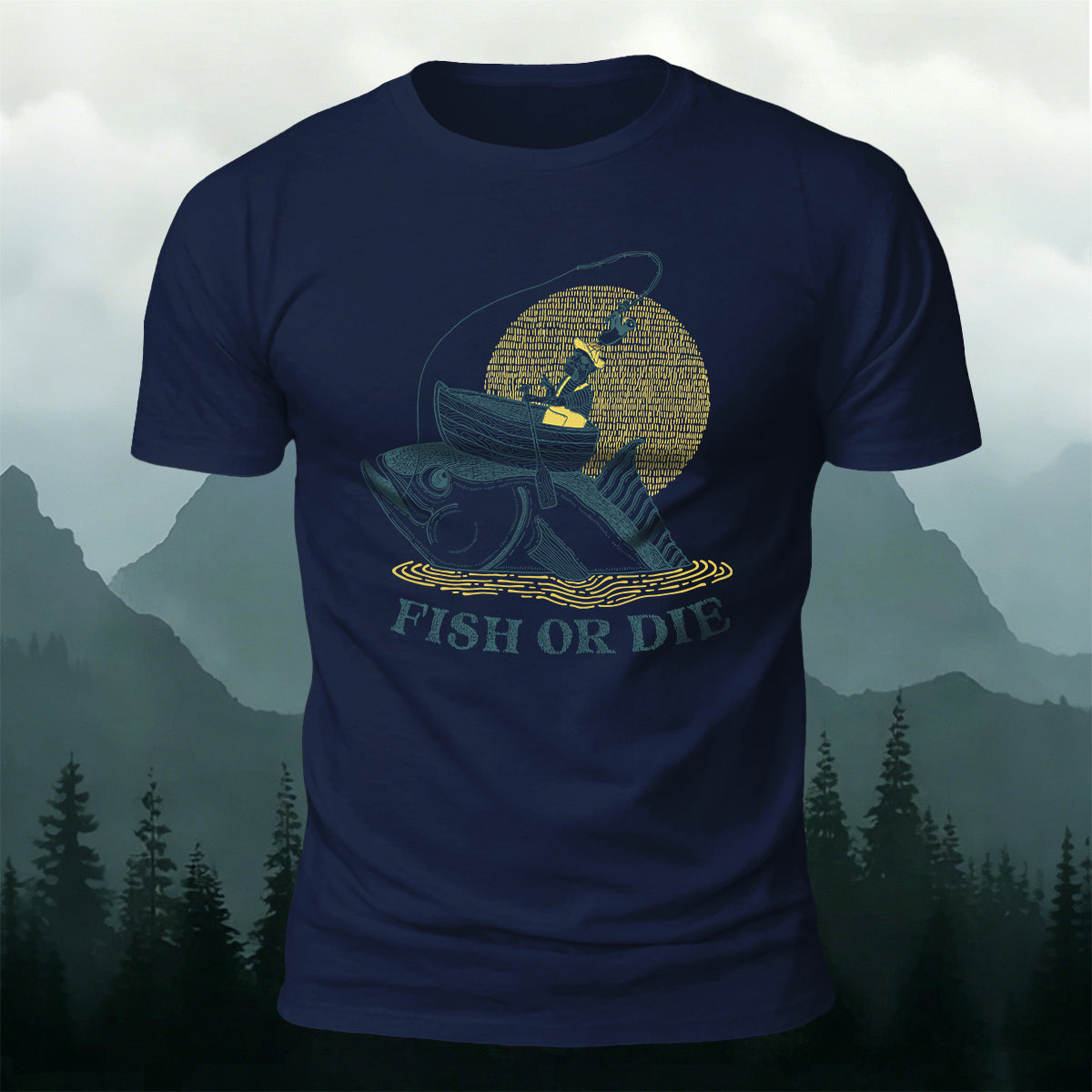 Fish Or Die Printed Casual Cotton T-Shirt