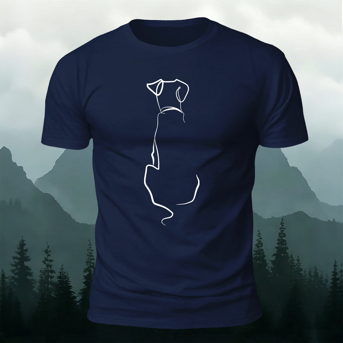 Cotton a Line-Art Puppy Print Casual T-Shirt