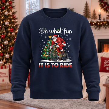 Fun To Ride Christmas Printed Round Neck Sweatshirt