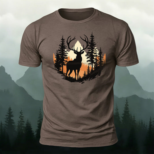 Premium Cotton Reindeer Mountain Printed T-Shirt