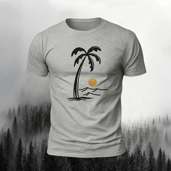 Mountain Series Simple Pattern Cotton Breathable T-Shirt Grey