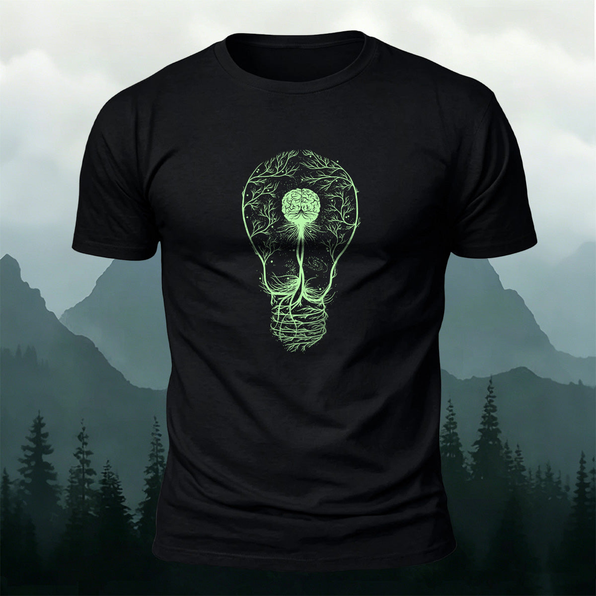 Light Bulb Brain Illustration Design 100% Cotton T-Shirt