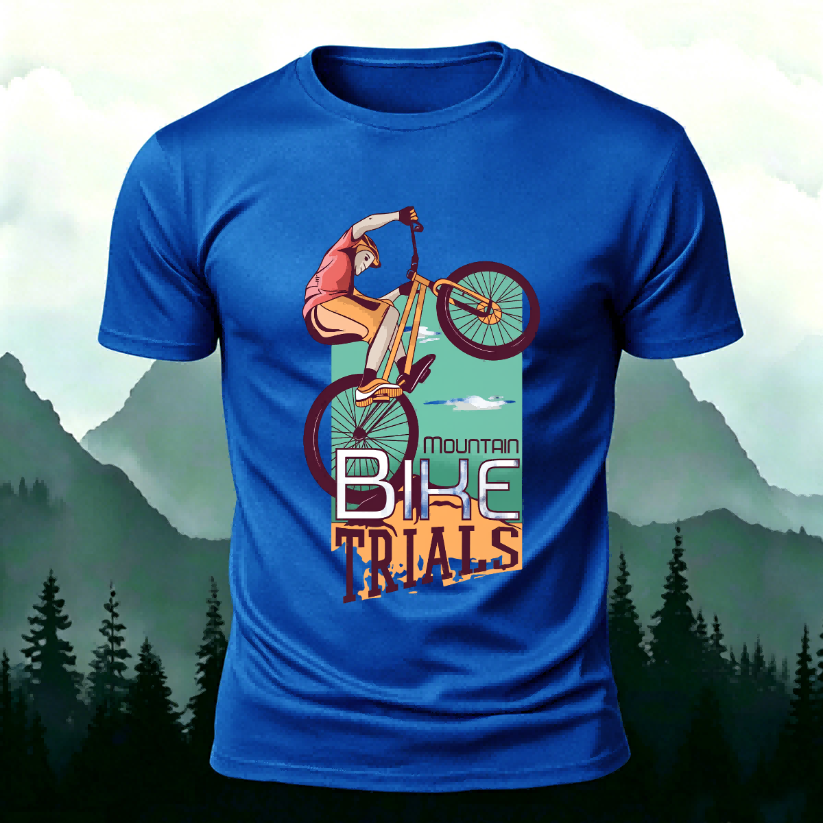 Mountain Biking Printed Fashion Premium Cotton T-Shirt