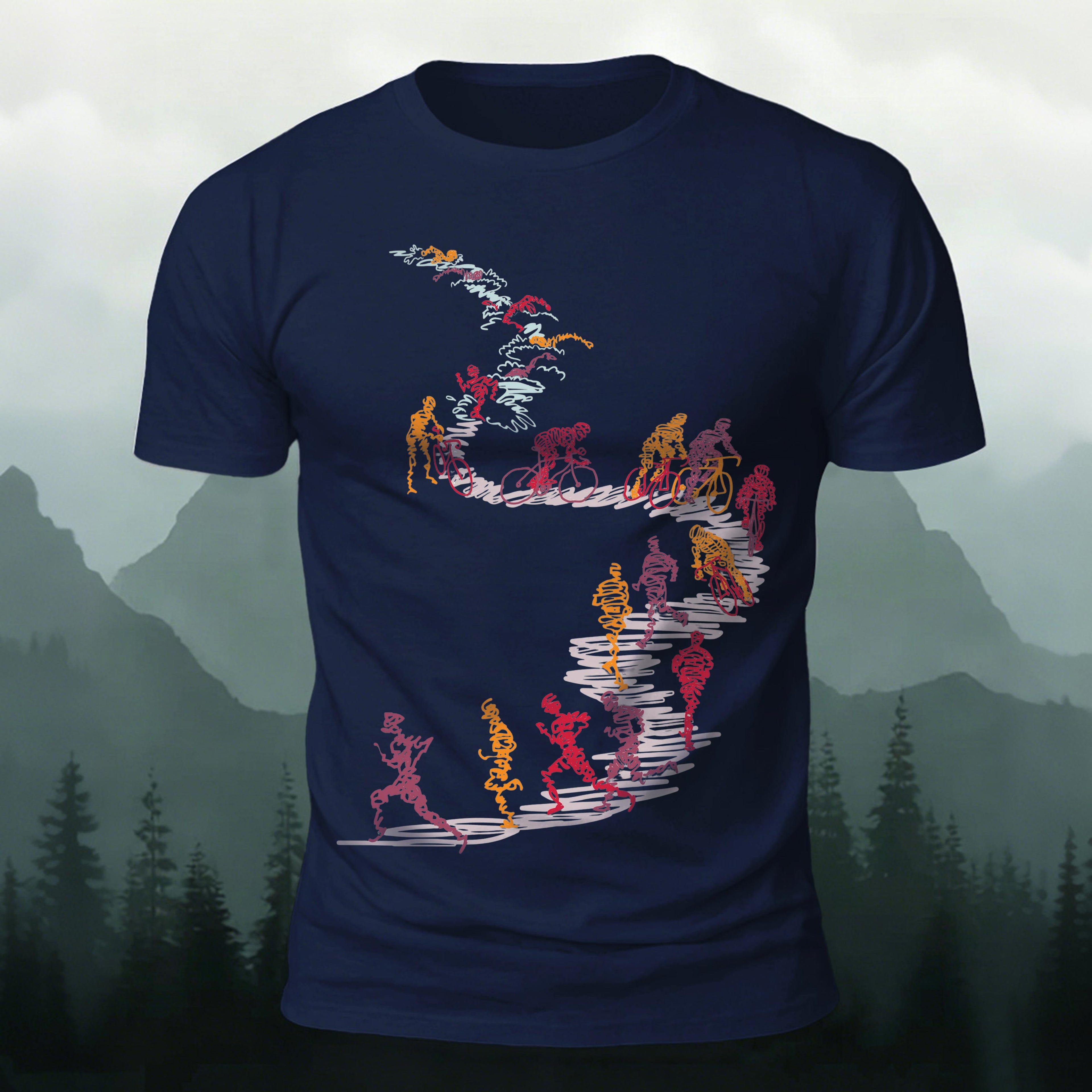 Abstract Cycling Print Fun Premium Cotton T-Shirt